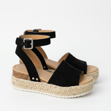 Orizelle | Suede Platform Espadrille Sandals — Black