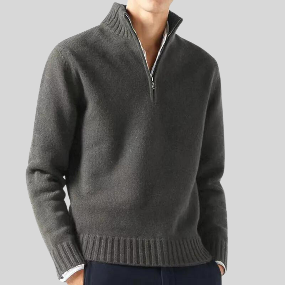 Orizelle | Men’s Luxury Half-Zip Sweater – Warm Wool Blend & Timeless Style