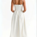 Strappy Midi Dress with Fitted Bodice and Flowing Skirt