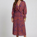 Orizelle | Printed Twist-Front Midi Dress