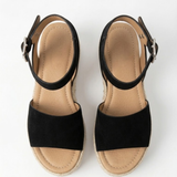 Orizelle | Suede Platform Espadrille Sandals — Black