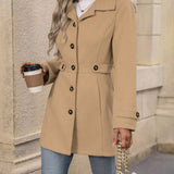 Women's Trench Coat - Single-Breasted Mid-Length Belted Lightweight Overcoat