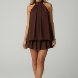 Halterneck Chiffon Mini Dress