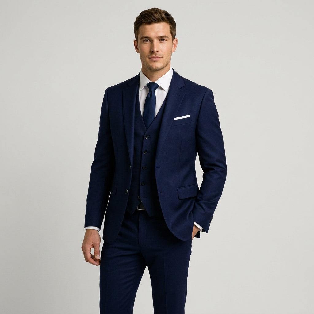 Orizelle | Men's 3-Piece Suit Slim Fit Notch Lapel Wedding Business Blazer Waistcoat Trousers Set