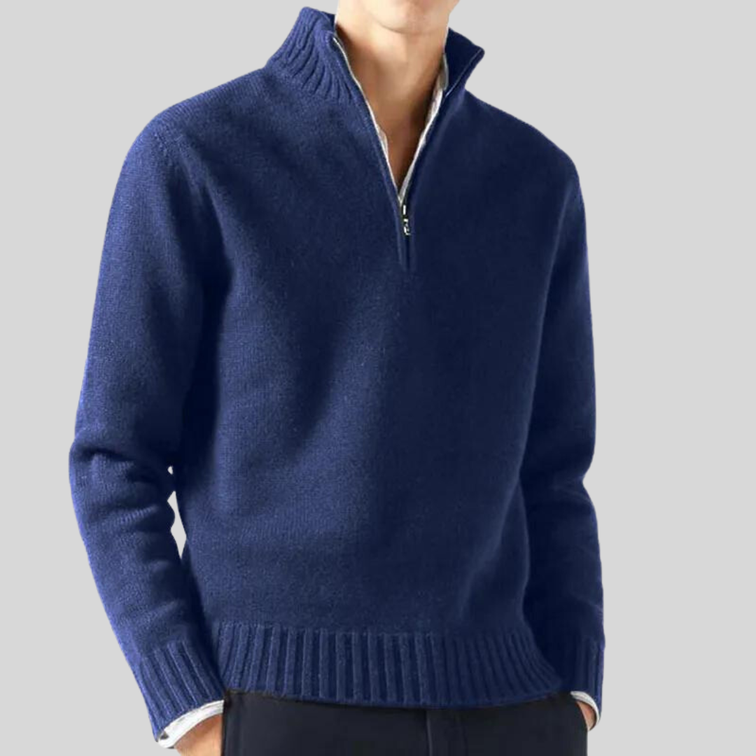 Orizelle | Men’s Luxury Half-Zip Sweater – Warm Wool Blend & Timeless Style