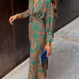 Orizelle | Printed Twist-Front Midi Dress