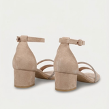 Diamanté Strap Block Heel Sandals — Black Suede