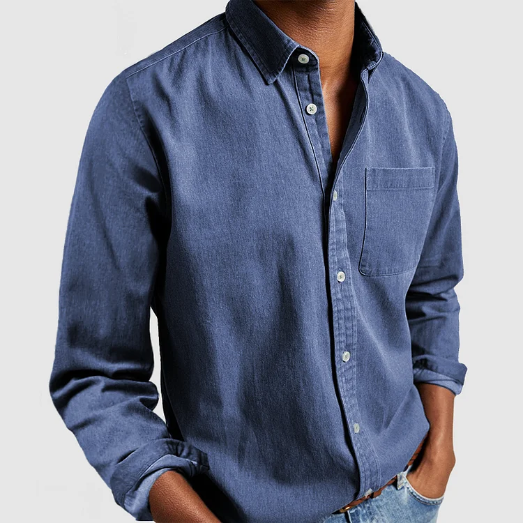 Orizelle | Casual Denim Button-Down Shirt for Men – Timeless Cotton Blend