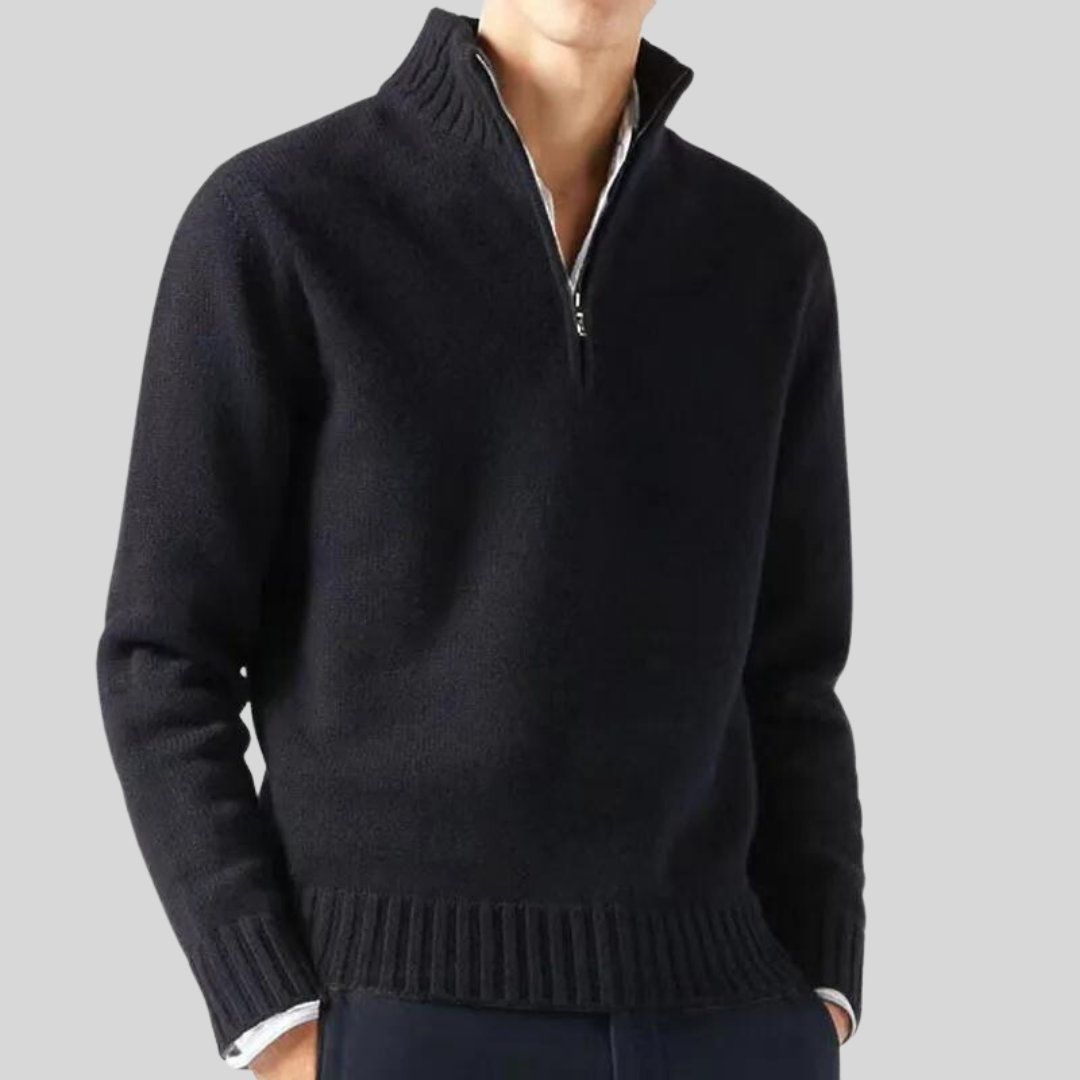 Orizelle | Men’s Luxury Half-Zip Sweater – Warm Wool Blend & Timeless Style