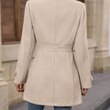 Women's Trench Coat - Single-Breasted Mid-Length Belted Lightweight Overcoat