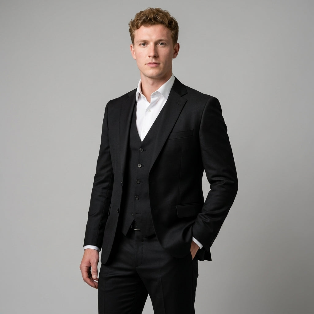 Orizelle | Men's 3-Piece Suit Slim Fit Notch Lapel Wedding Business Blazer Waistcoat Trousers Set