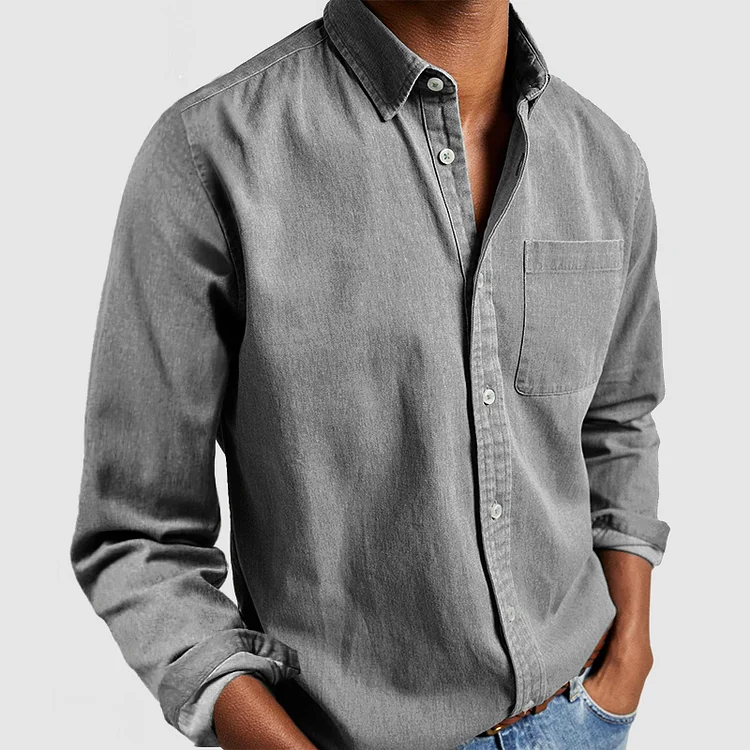 Orizelle | Casual Denim Button-Down Shirt for Men – Timeless Cotton Blend
