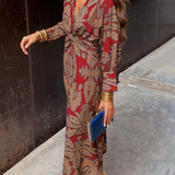 Orizelle | Printed Twist-Front Midi Dress