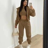 Three-Piece Loungewear Set with Cropped Hoodie, Bralette and Joggers