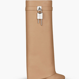 Sculptural Black Wedge Knee-High Boots in Glossy Finish