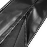 High-Waisted Faux Leather Flared Trousers with Front Slits