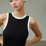 Sleeveless Contrast Trim Knit Tank Top