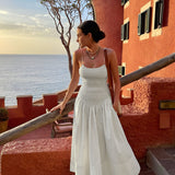 Orizelle | Shirred Bodice Cotton Midi Dress