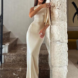 Elegant Bow Shoulder Maxi Dress