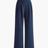 High Waist Pinstripe Wide Leg Trousers for Effortless Modern Style