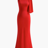 Elegant Bow Shoulder Maxi Dress