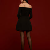 Off-Shoulder Pleated Mini Dress