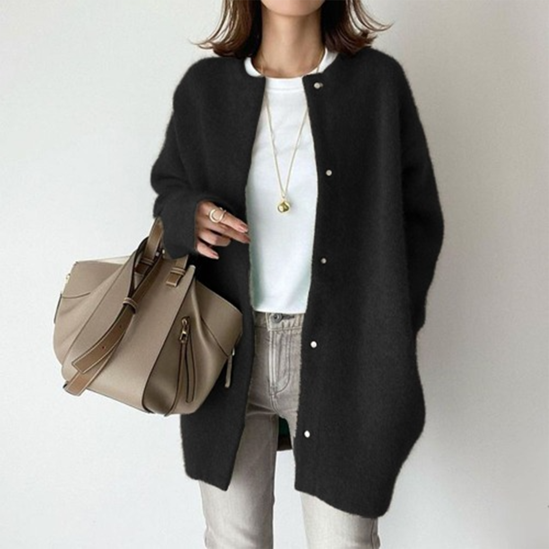 Minimalist Longline Button Cardigan