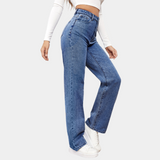 High-Waisted Straight Leg Jeans – Dark Blue Denim | Women's Classic Fit