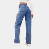 High-Waisted Straight Leg Jeans – Dark Blue Denim | Women's Classic Fit