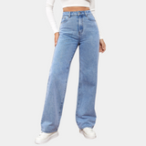 High-Waisted Straight Leg Jeans – Dark Blue Denim | Women's Classic Fit