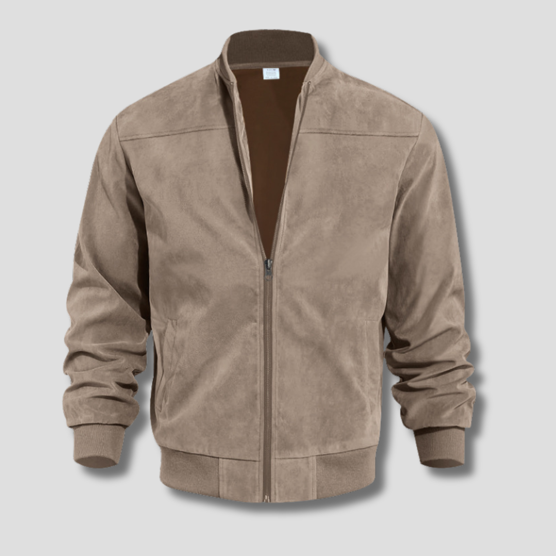 Orizelle | Men's Faux Suede Bomber Jacket – Lightweight Zip-Up Casual Jacket