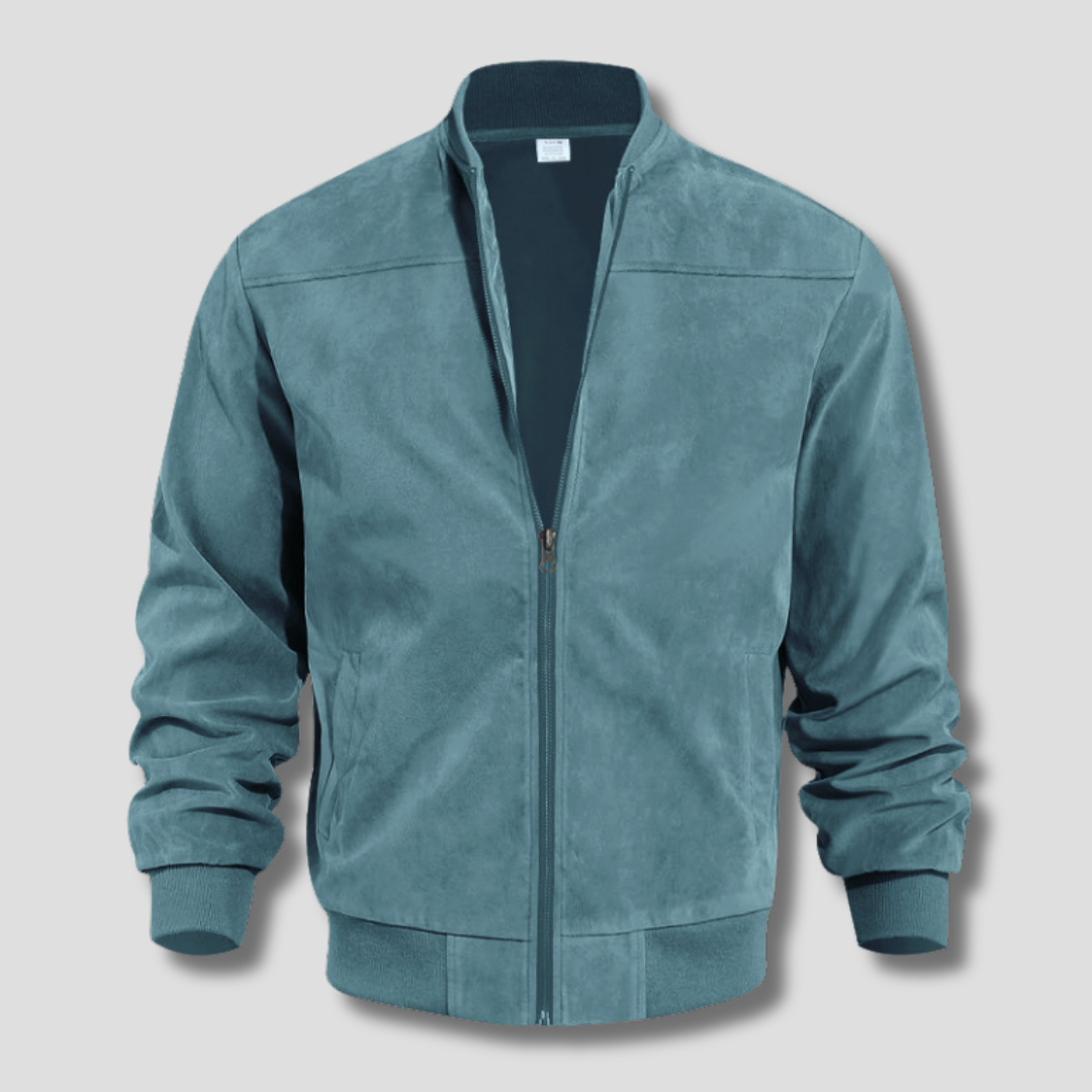 Orizelle | Men's Faux Suede Bomber Jacket – Lightweight Zip-Up Casual Jacket