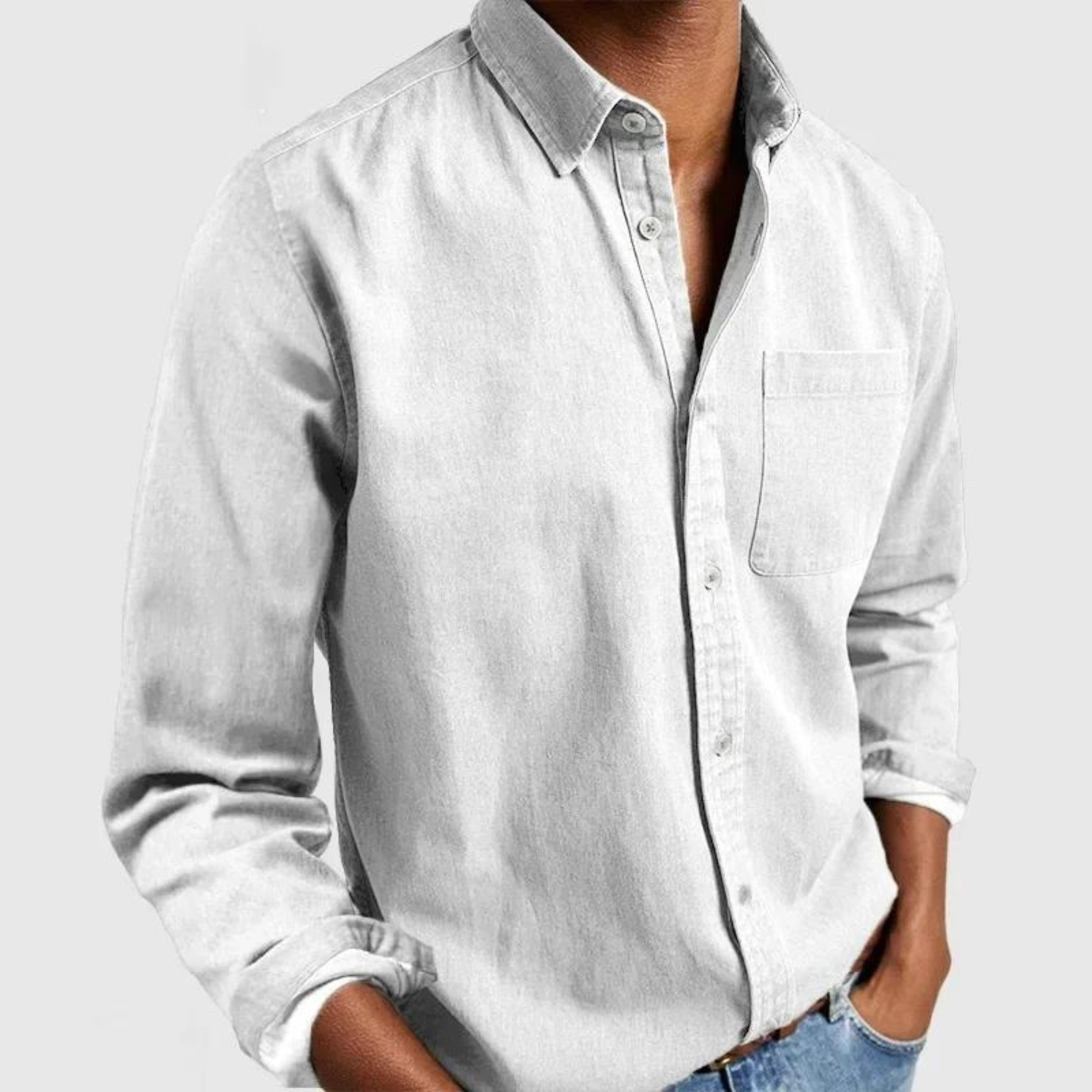 Orizelle | Casual Denim Button-Down Shirt for Men – Timeless Cotton Blend