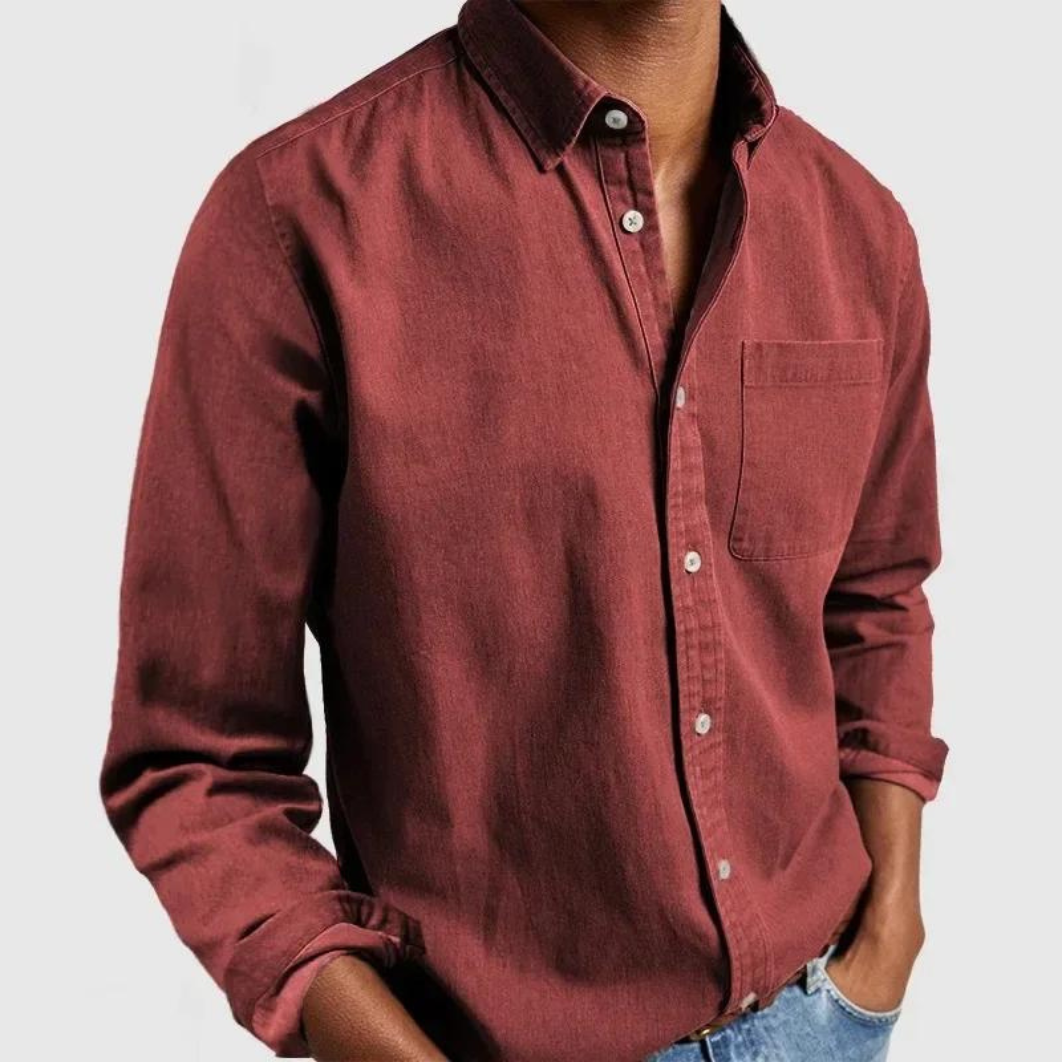 Orizelle | Casual Denim Button-Down Shirt for Men – Timeless Cotton Blend