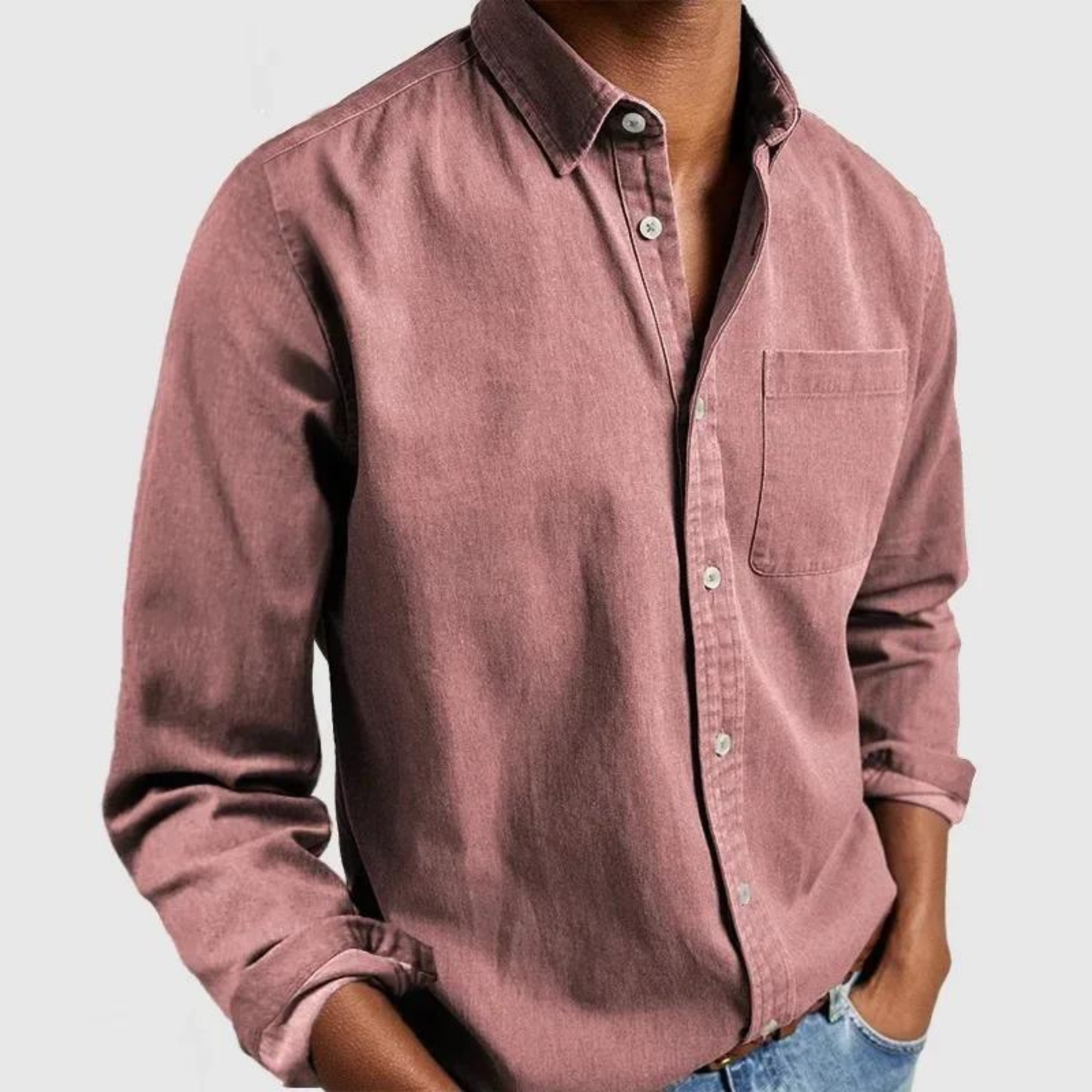 Orizelle | Casual Denim Button-Down Shirt for Men – Timeless Cotton Blend