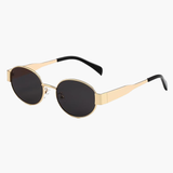 Oval Gold Frame Sunglasses with Green Lenses – Cilia