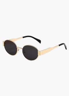 Oval Gold Frame Sunglasses with Green Lenses – Cilia