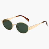 Oval Gold Frame Sunglasses with Green Lenses – Cilia