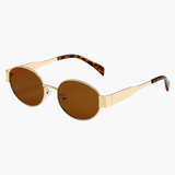 Oval Gold Frame Sunglasses with Green Lenses – Cilia