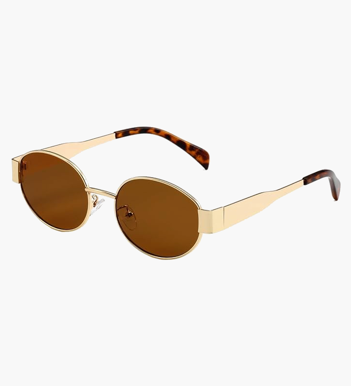 Oval Gold Frame Sunglasses with Green Lenses – Cilia