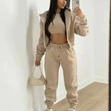Three-Piece Loungewear Set with Cropped Hoodie, Bralette and Joggers