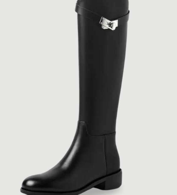 Elegant Knee-High Riding Boots with Side Buckle Detail