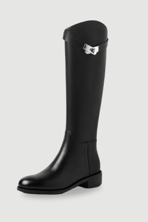 Elegant Knee-High Riding Boots with Side Buckle Detail