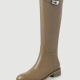 Elegant Knee-High Riding Boots with Side Buckle Detail