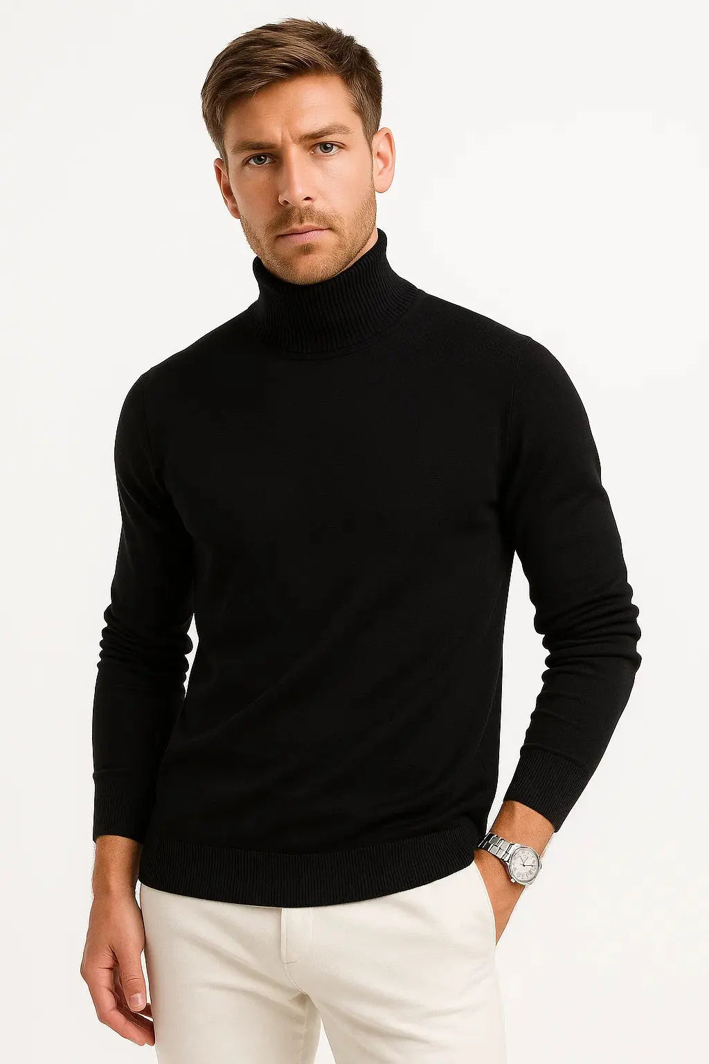 Orizelle | Men's Turtleneck Sweater Virgin Wool Classic Design Comfortable Fit