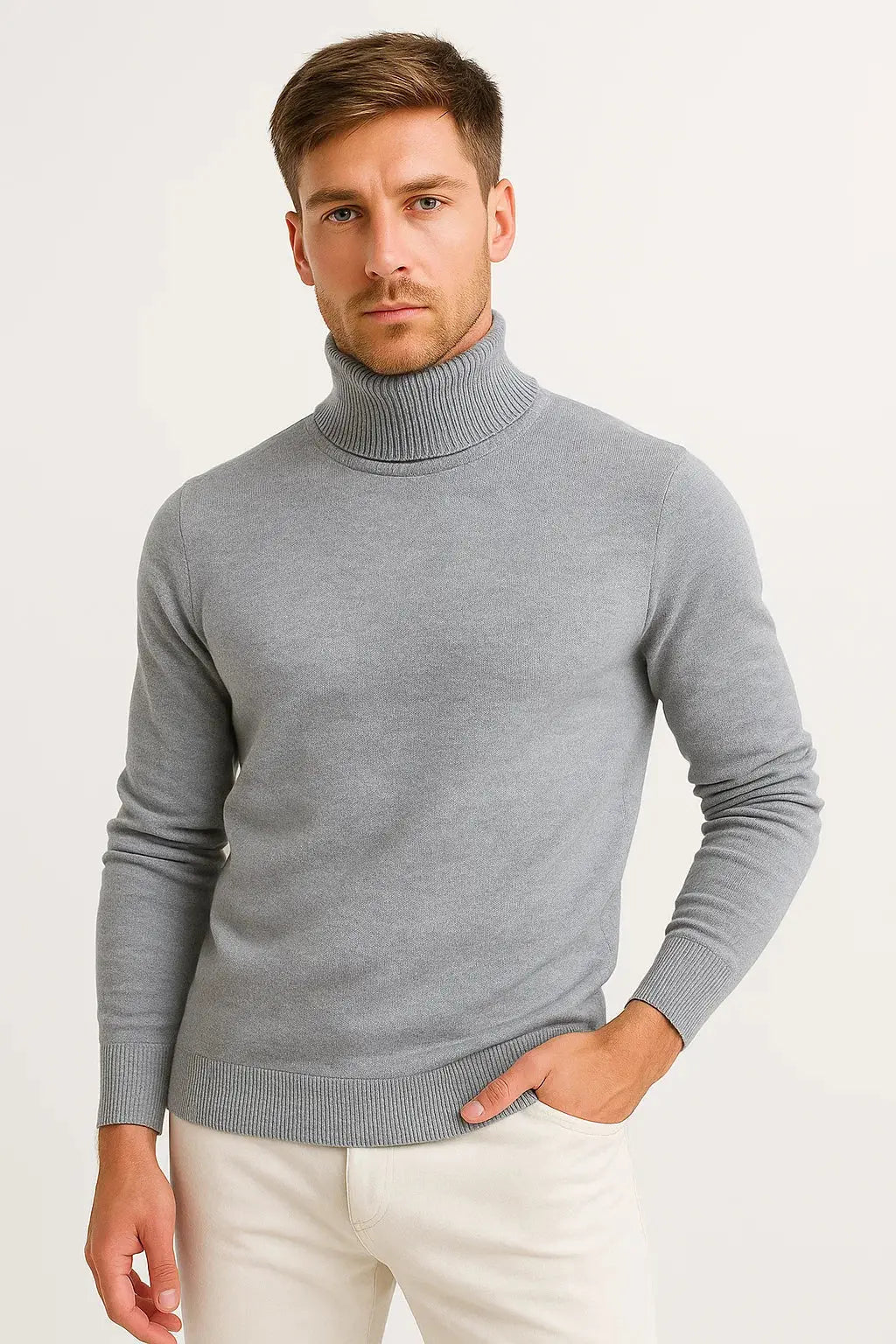 Orizelle | Men's Turtleneck Sweater Virgin Wool Classic Design Comfortable Fit