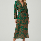Orizelle | Printed Twist-Front Midi Dress