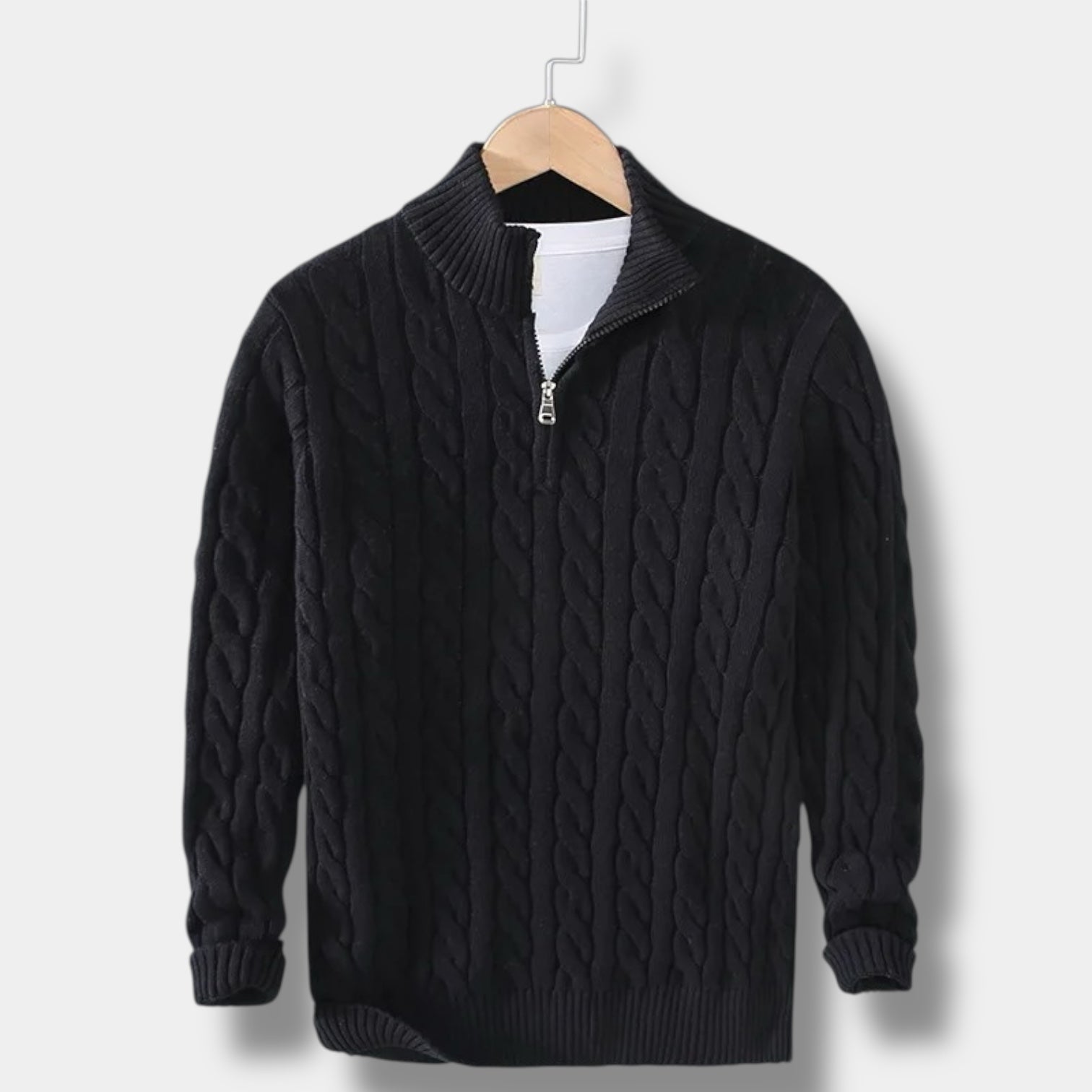 Orizelle | Jacquard Mock Neck Half-Zip Sweater for Men – Timeless Old Money Style