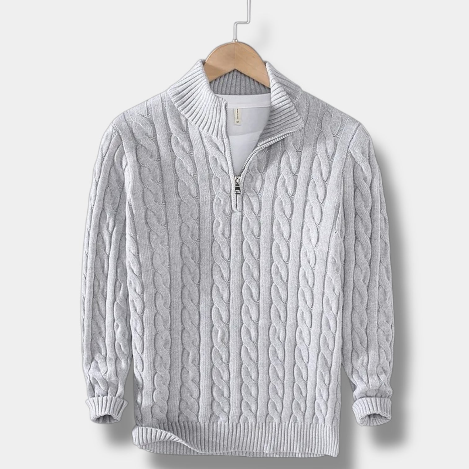 Orizelle | Jacquard Mock Neck Half-Zip Sweater for Men – Timeless Old Money Style