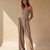 Elegant Strapless Wide-Leg Jumpsuit